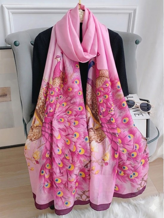 Premium Silk Feeling Spring Print Scarf